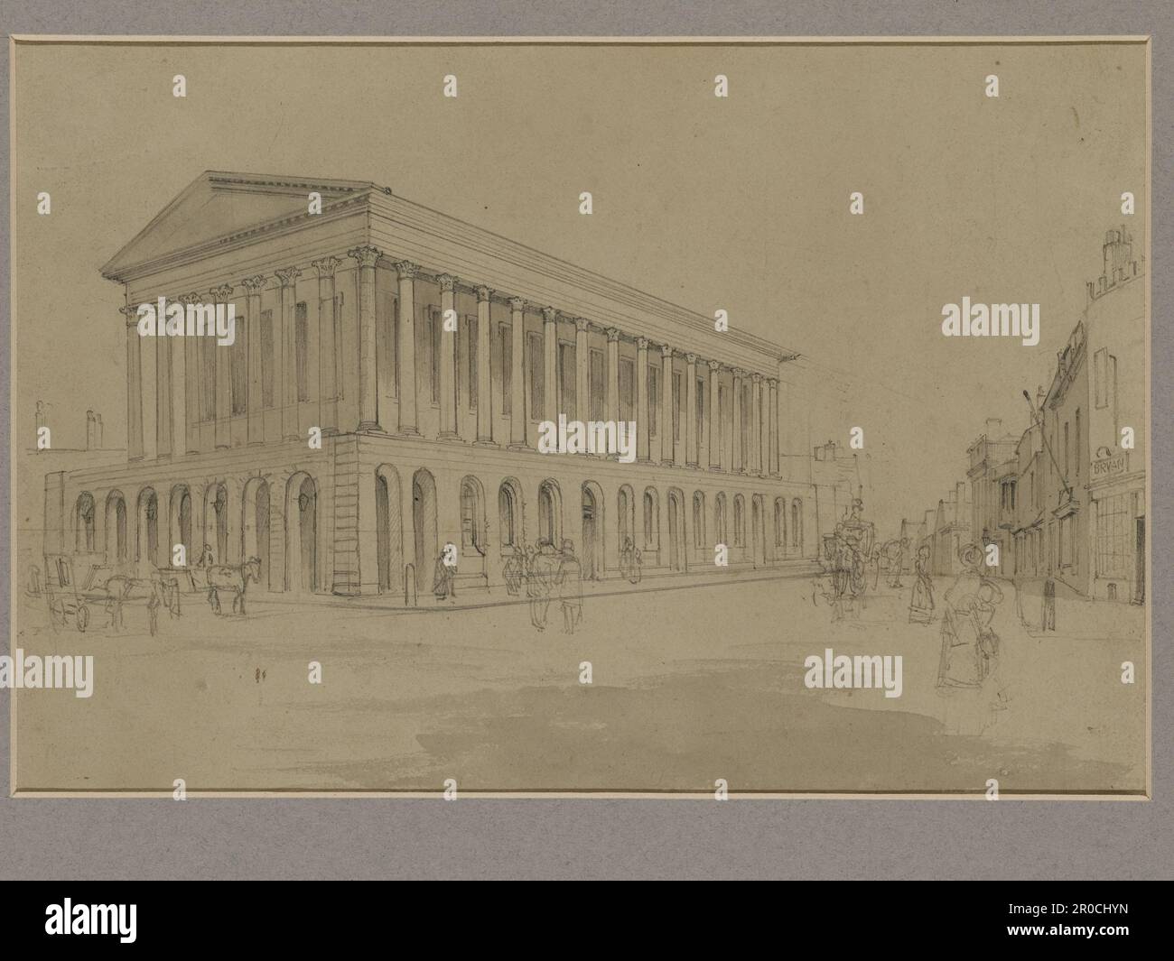 Topographische Ansicht von Birmingham. Bleistift- und Waschzeichnung. Birmingham Town Hall und Congreve Street. Von Cornelius Varley Stockfoto