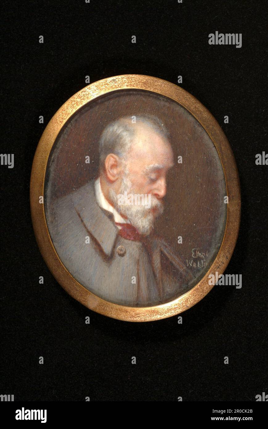 Miniaturporträt von G F Watt, [undatiert]. Ethal Webling. George Frederic Watts OM RA (1817-1904), Maler und Bildhauer Stockfoto