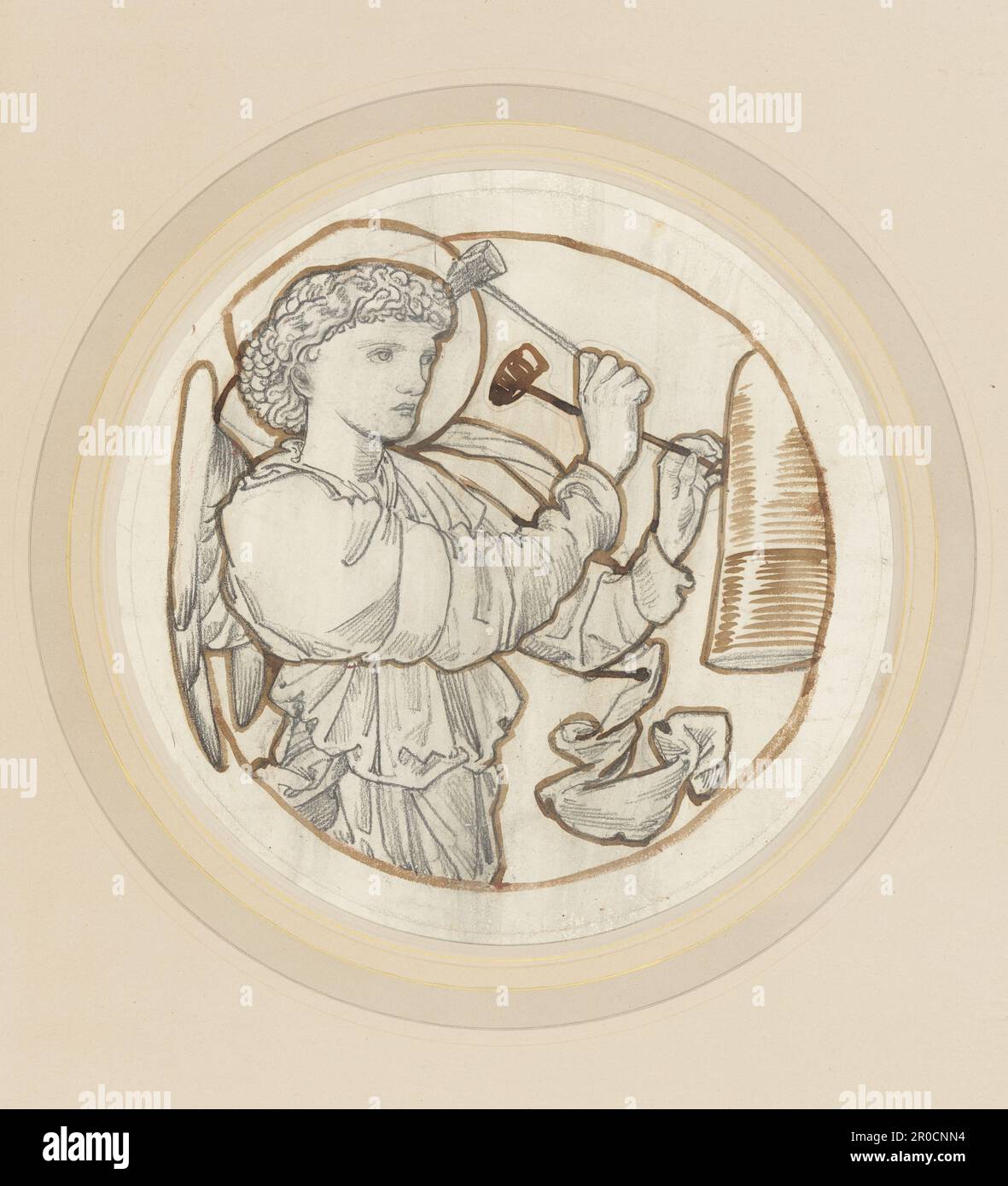 Angel spielt auf Bells, 1865. Sir Edward Burne-Jones (d.1898). Design für die Kirche - Johannes der Evangelist, Torquay Stockfoto