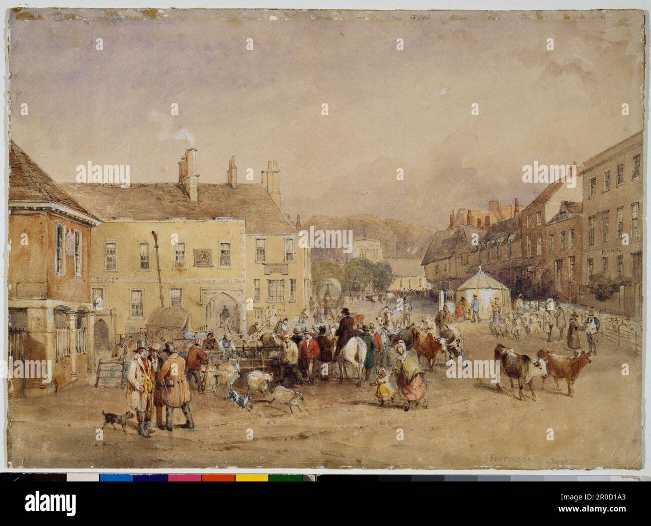 Der Marktplatz, Faringdon. Von David Cox (1783-1859). Faringdon, Oxfordshire, England. Es liegt innerhalb der historischen Grenzen von Berkshire. Stockfoto