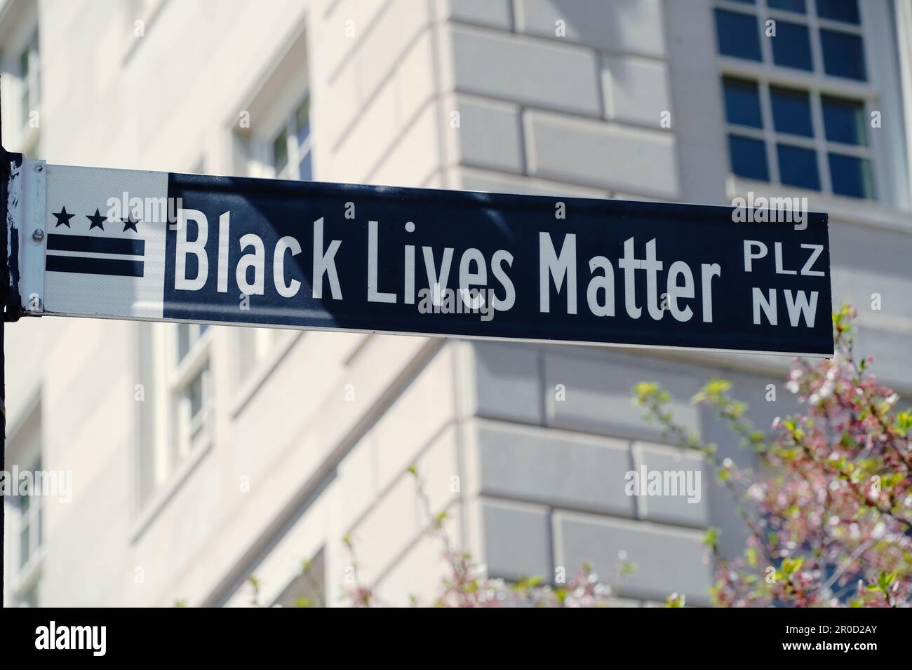 Black Lives Matter Plaza Straßenschild Nahaufnahme in Washington, DC Stockfoto