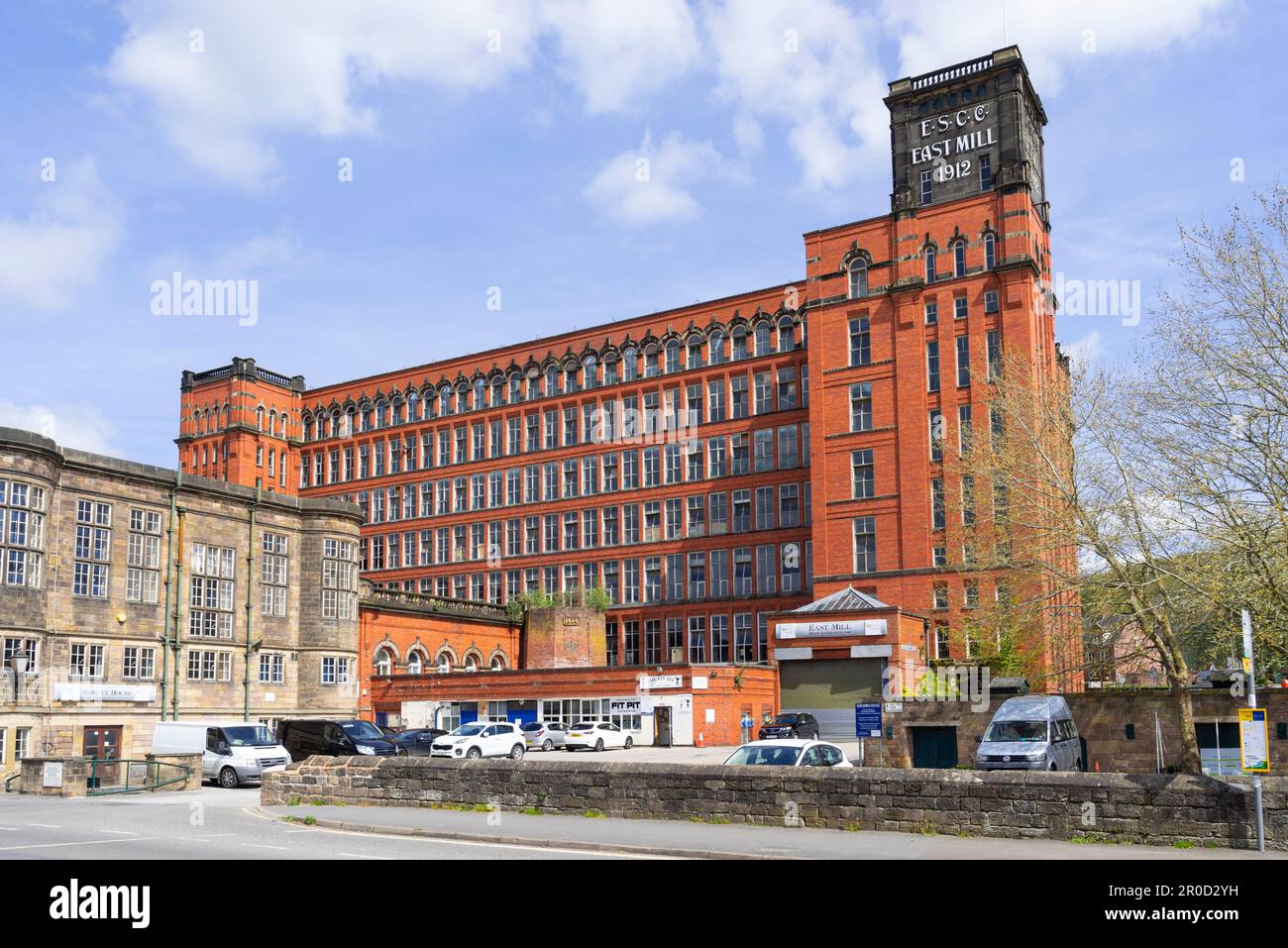 Belper Mill Derwent Valley Mills World Heritage Site East Mill Tower von Strutt's Mill Belper North Mill Belper Derbyshire Amber Valley England UK Stockfoto