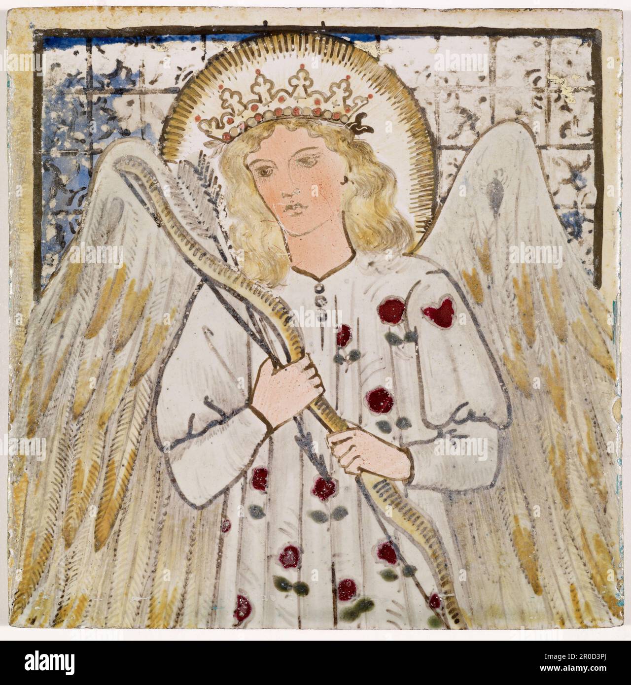 Fate and Love - Love, 1863-65. Keramikfliesen. Designer: Edward Burne-Jones. Lucy Faulkner. Maler: Kate Faulkner. Hersteller: Morris & Co Stockfoto