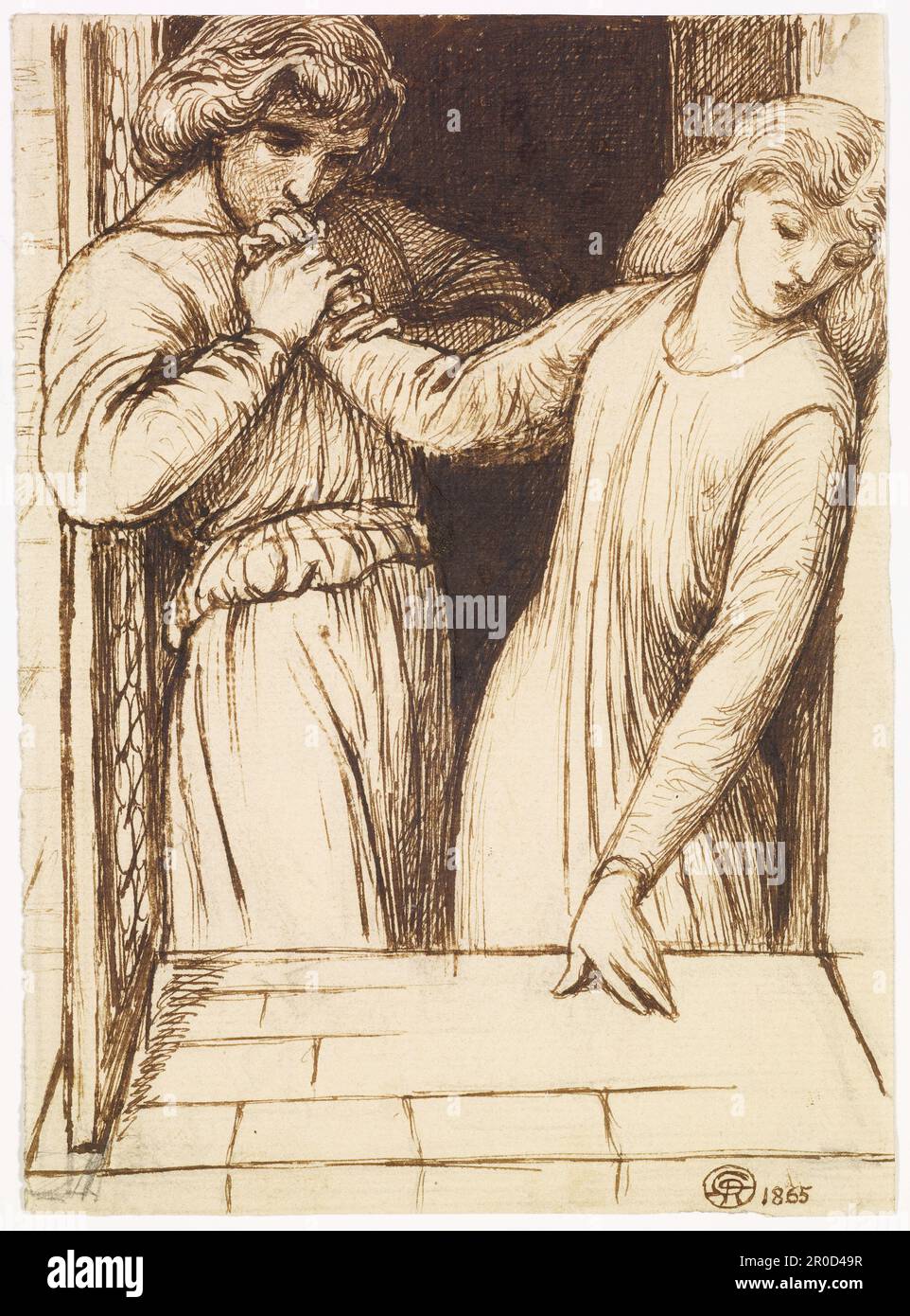 Hamlet und Ophelia - Compositional Study, 1865. Künstler: Gabriel Dante Rossetti Stockfoto