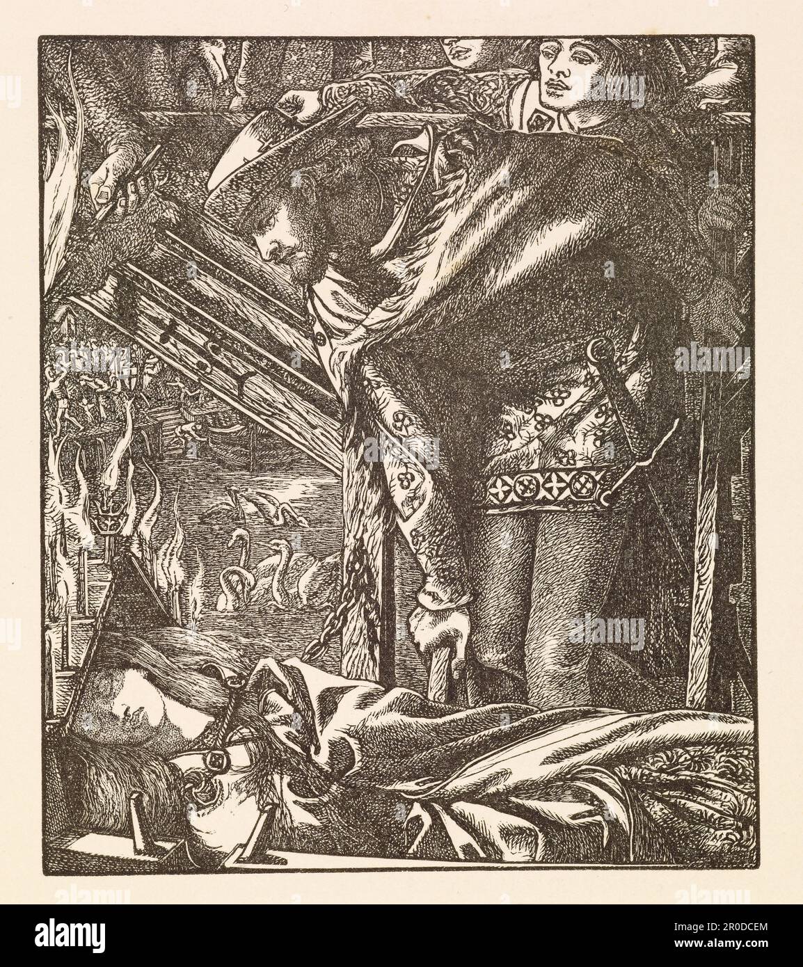1978 P203,1. Band der Gedichte von Tennyson, veröffentlicht von Edward Moxon (London, 1857) mit holzgravierten Illustrationen nach Entwürfen von Hunt, Millais, Rossetti und anderen. Stockfoto