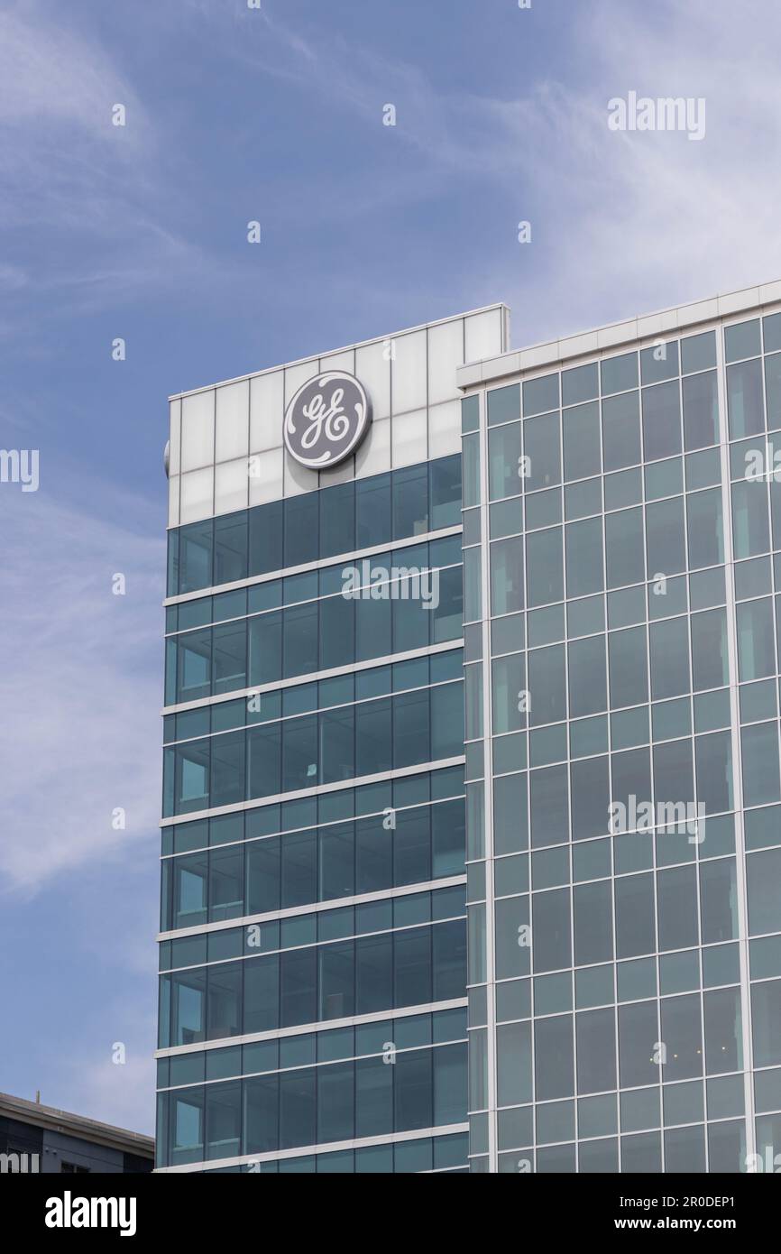 Cincinnati - Ca. Mai 2023: General Electric Global Operations Center. GE wird seine wachstumsschwächeren Geschäftsbereiche ausgliedern und sich auf die Luftfahrt konzentrieren. Stockfoto