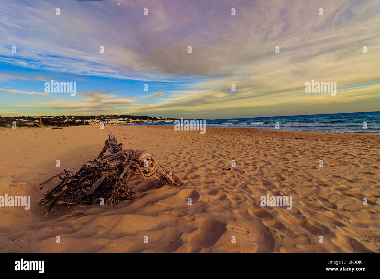 Sonnenuntergang in Torre Vado - Marina di Salve - Salento, Apulien, Italien Stockfoto