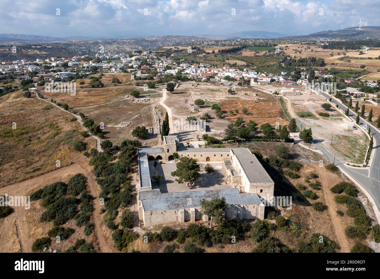 Luftaufnahme des Heiligtums der Aphrodite, Kouklia, Zypern Stockfoto