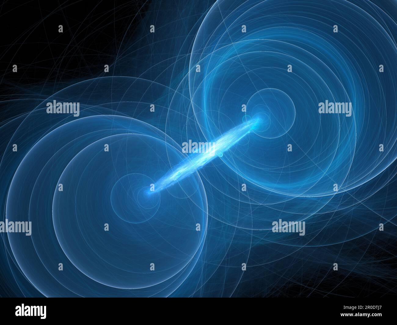 Blau leuchtende quantum Korrelation, computer-generierte Zusammenfassung Hintergrund, 3D-Rendering Stockfoto