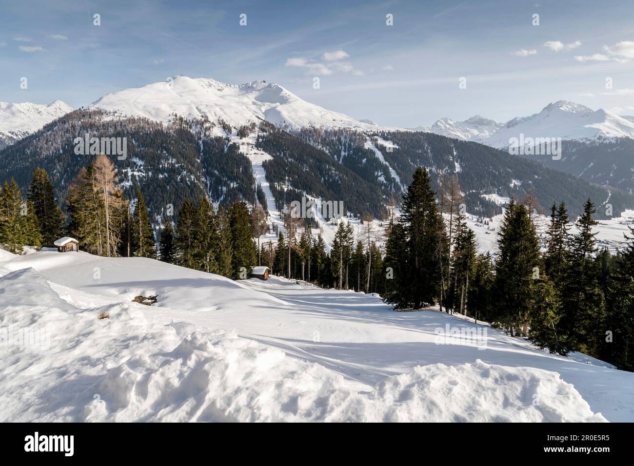 Schweiz, Grisons, Davos: Blick vom Hotel 'Schatzalp' zum Jakobshorn Stockfoto