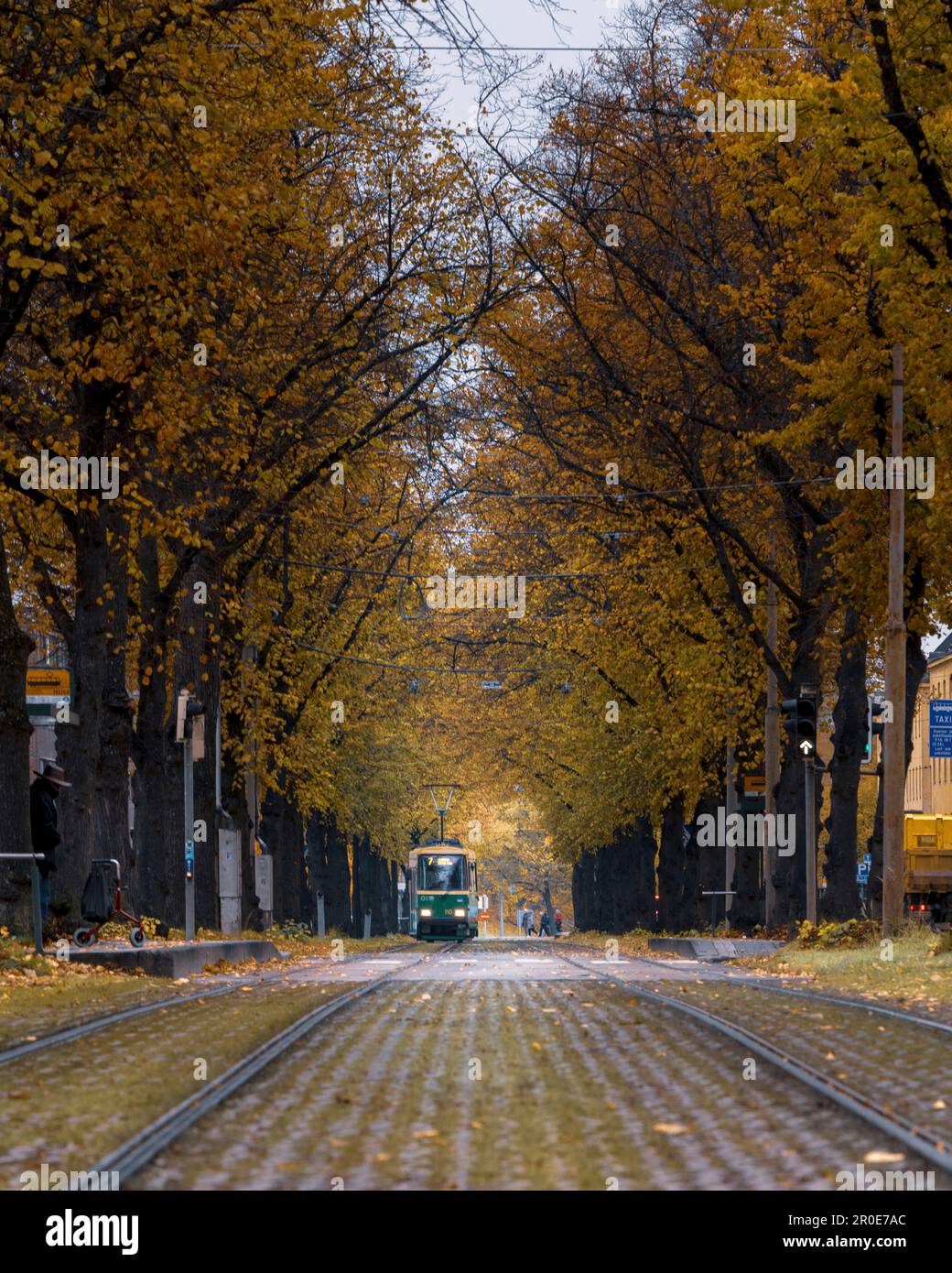 Straßenbahnhaltestelle Hattulantie, Helsinki, Finnland Stockfoto