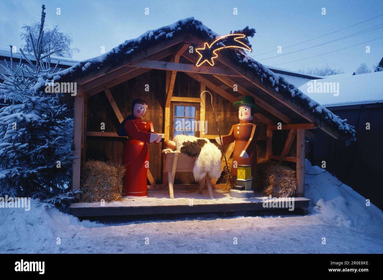 Natifity auf dem weihnachtsmarkt, Seiffen, Erz, Sachsen, Deutschland Stockfoto