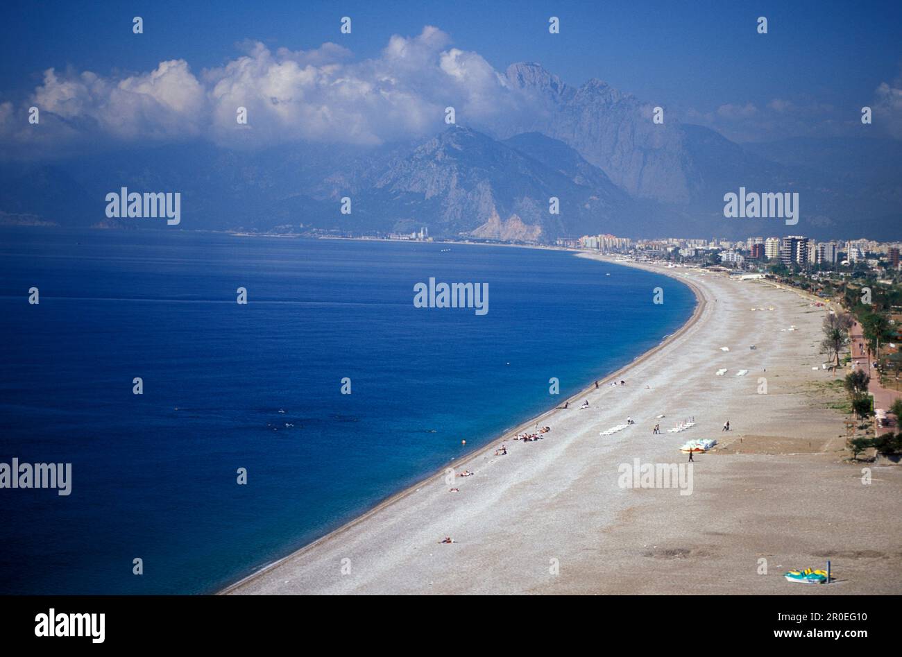 Blick über Konyaalti Beach, Antalya, Turk. Riviera Truthahn Stockfoto