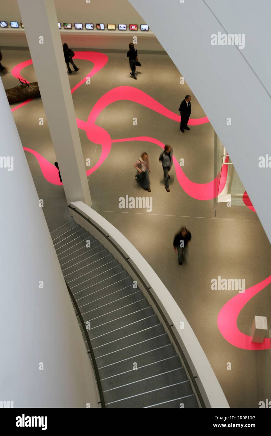 Blick aus einem hohen Winkel auf den Designbereich der Pinakothek der ...