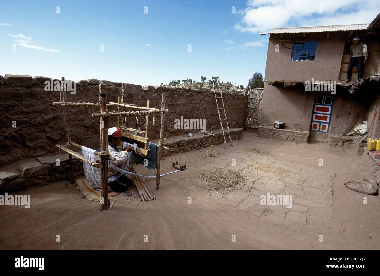 Indio-Weberei, Isla Taquile, Peru Stockfoto