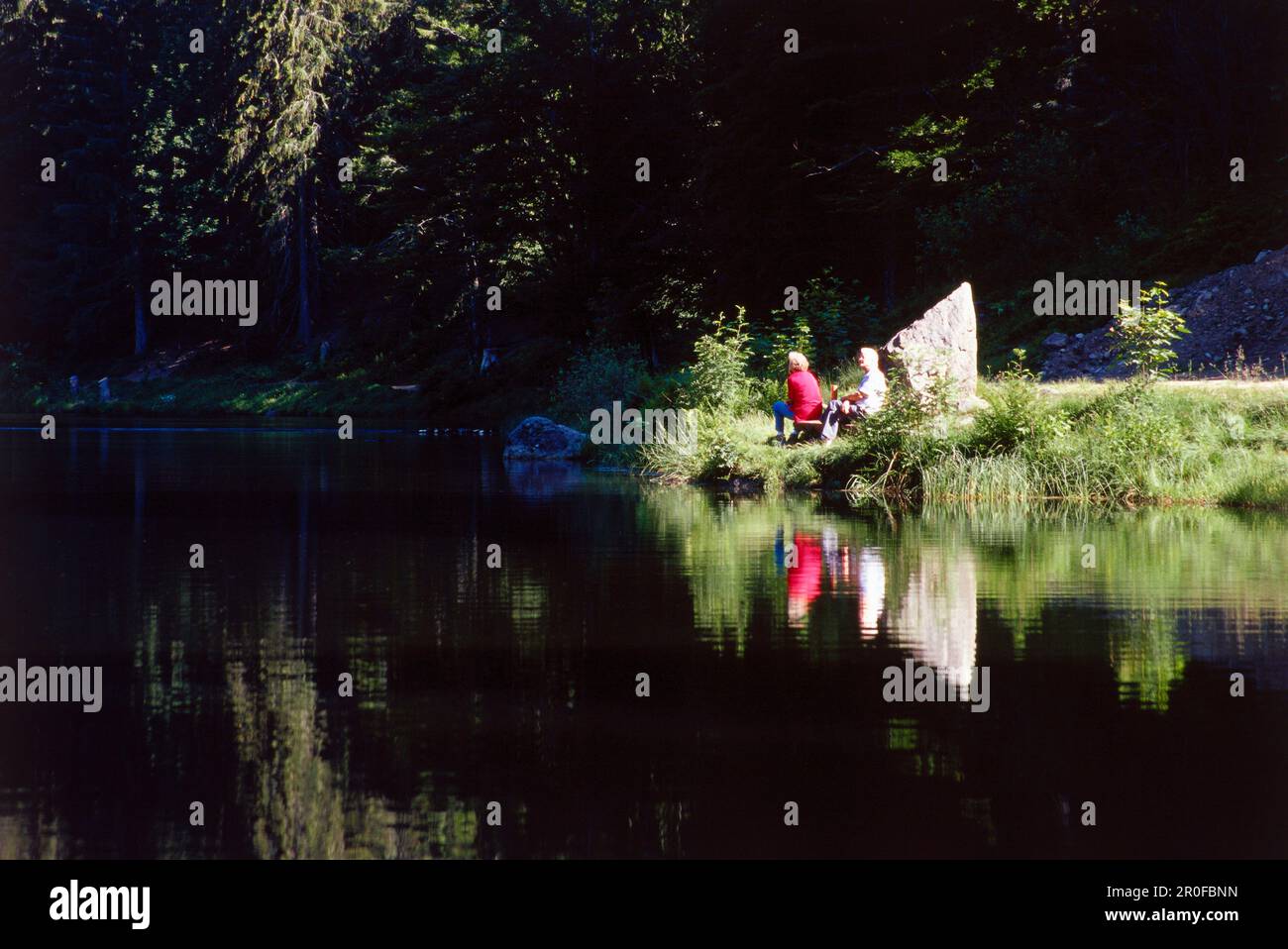Menschen am See, Schwarzwald, Baden-Württemberg, Deutschland Stockfoto