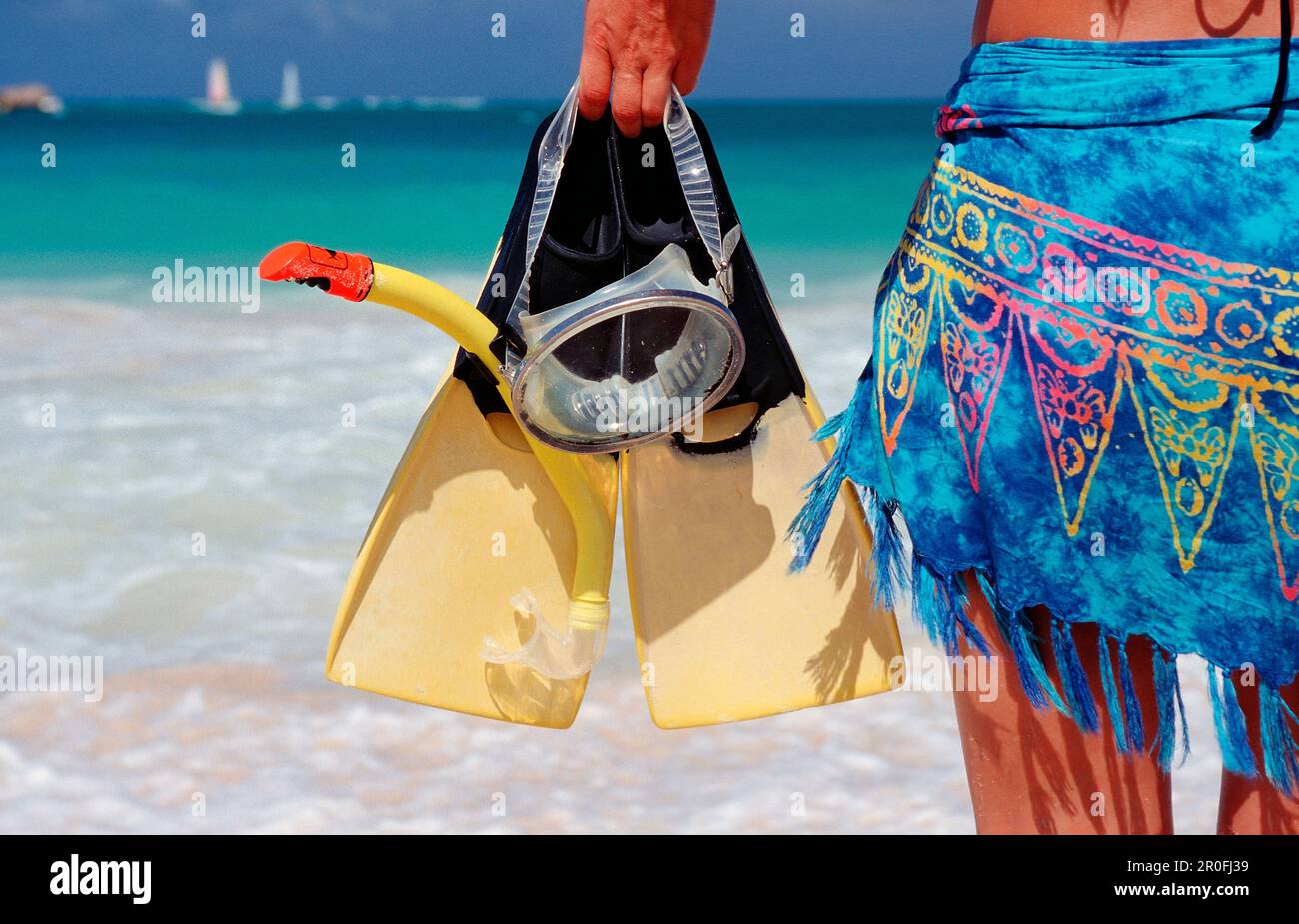 Flossen und Maske, Punta Cana, Karibik, Dominikanische Republik Stockfoto