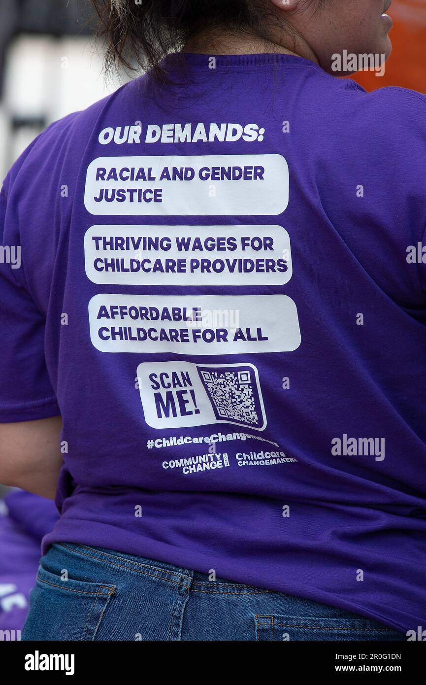 8. Mai 2023: Demonstranten besuchen die Rallye Day Without Child Care in der Hauptstadt des Bundesstaats Texas für geplante Proteste und Schließungen am Montag in der Hoffnung, Bundes- und Staatsgesetzgeber daran zu erinnern, dass sie dringend staatliche Unterstützung benötigen. Austin, Texas. Mario Cantu/CSM Stockfoto