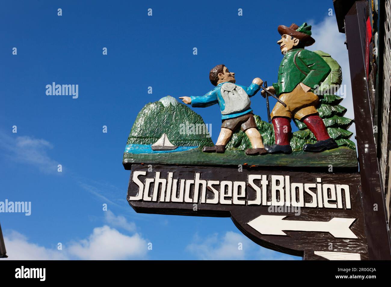 Wegweiser zum Schluchsee, Grafenhausen, Baden-Württemberg, Deutschland Stockfoto