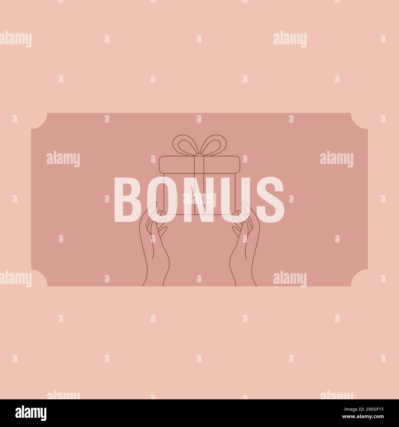 Pinkfarbener Geschenkgutschein mit Geschenkbox-Symbol. Bonus. Geschenkgutscheine kaufen. Vektordarstellung Stock Vektor