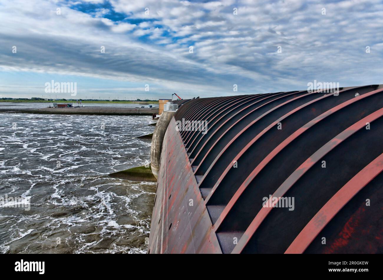 Eider Barrage, ihr Hauptzweck ist der Schutz vor Sturmfluten aus der Nordsee, Tönning, Schleswig-Holstein, Deutschland Stockfoto
