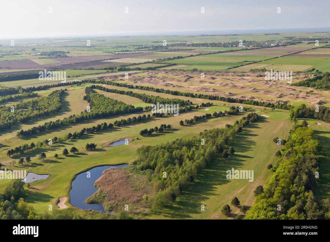 Luftaufnahme eines Golfplatzes, Wyk auf Föhr, Nordsee, Nordfriesische Insel, Schleswig Holstein, Deutschland Stockfoto