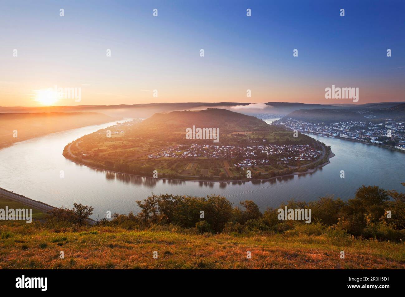 Rhein-Sinuosity in der Nähe von Boppard, Rhein, Rheinland-Pfalz, Deutschland Stockfoto