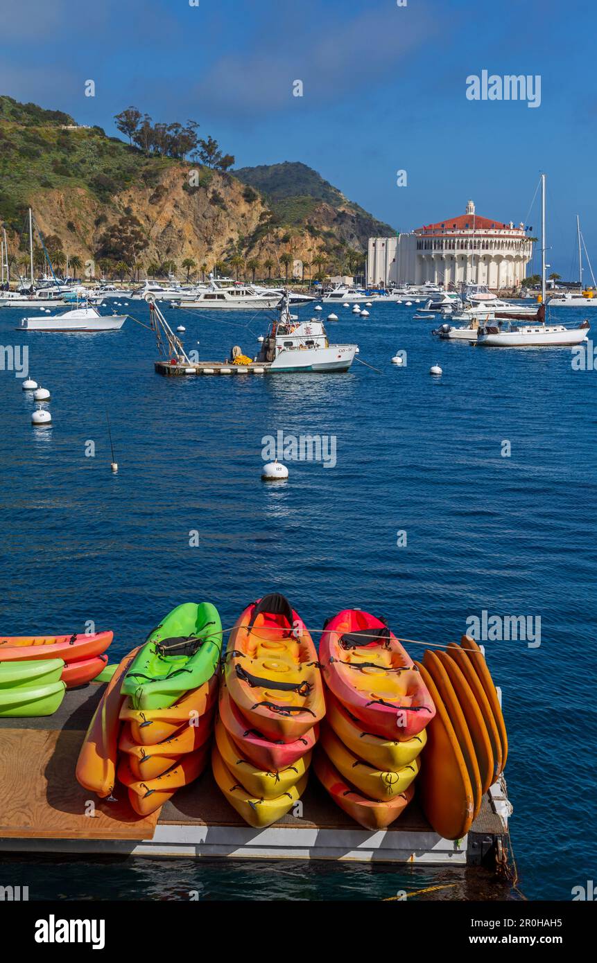 Kajakverleih, Avalon City, Catalina Island, Südkalifornien, USA Stockfoto