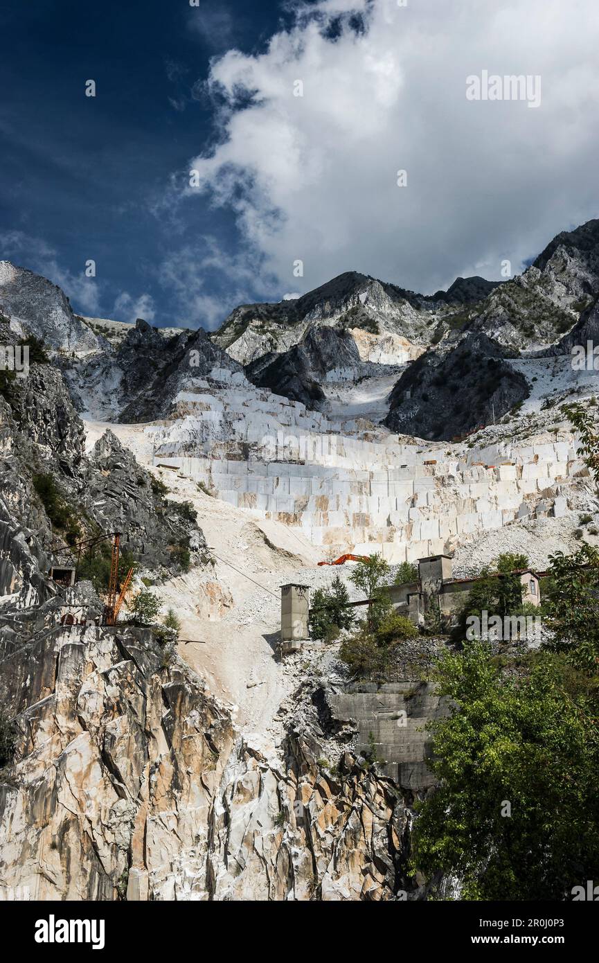 Marmorbruch, Carrara, Provinz Massa und Carrara, Toskana, Italien Stockfoto