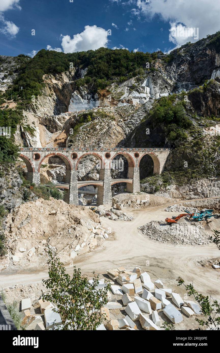 Marmorbruch, Carrara, Provinz Massa und Carrara, Toskana, Italien Stockfoto