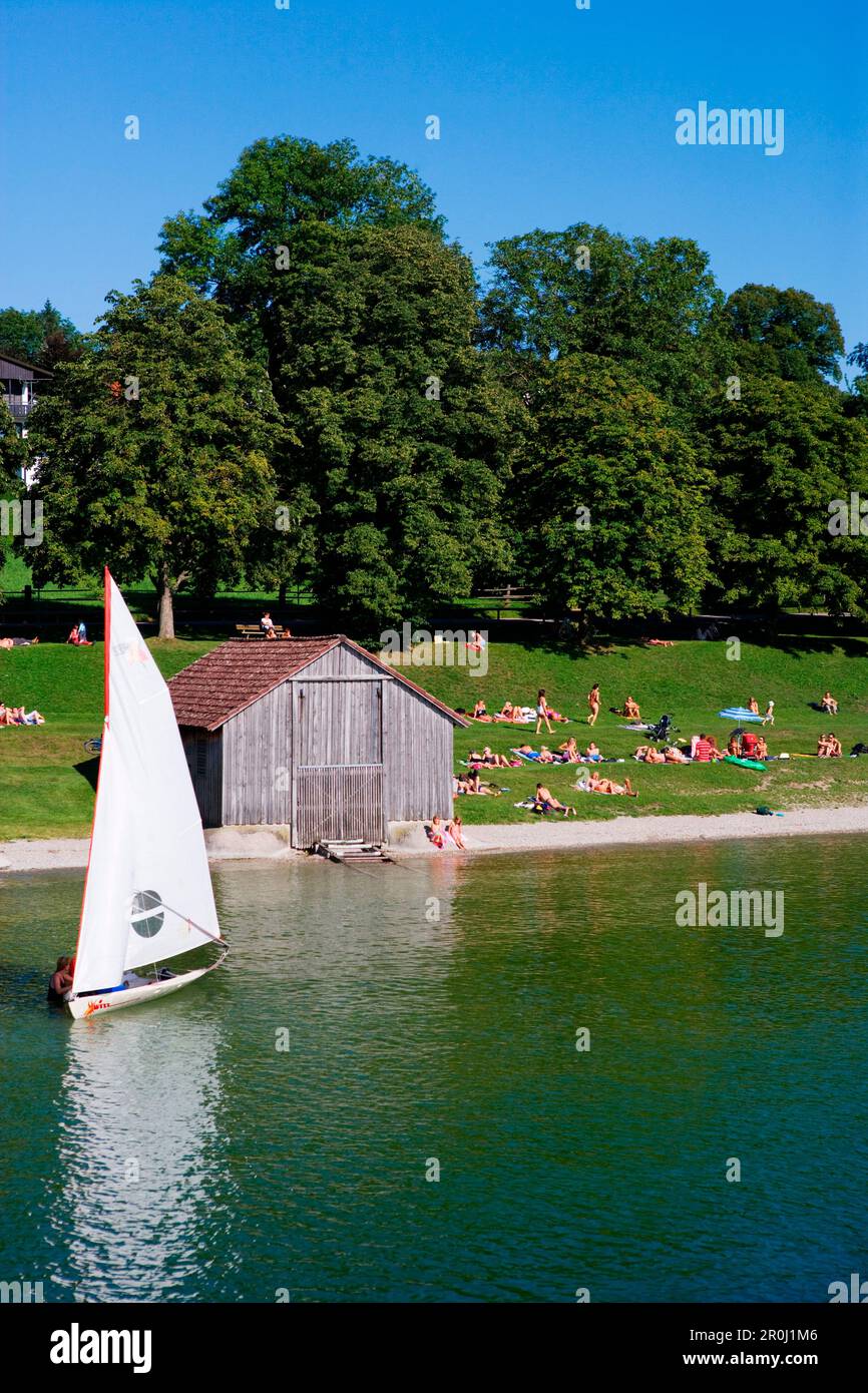 Öffentlicher Badegarten, Breitbrunn, Ammersee, Oberbayern, Bayern, Deutschland Stockfoto