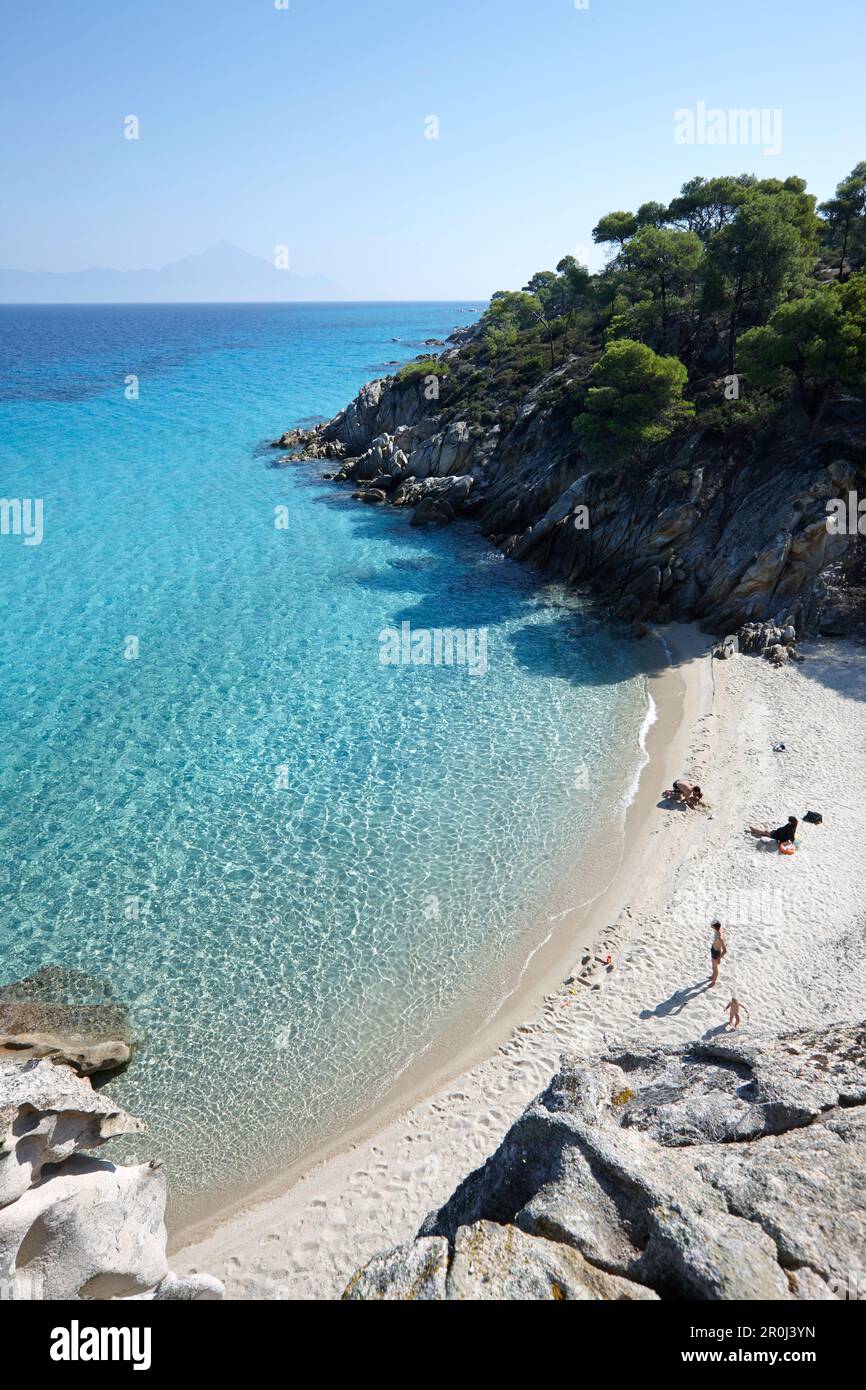 Kavourotripes Strand, Vourvourou, Sithonia, Chalkidiki, Griechenland Stockfoto