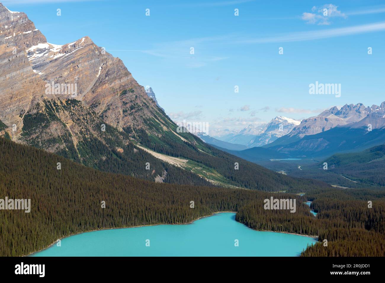 Peyto Lake in den kanadischen Rockies, Banff-Nationalpark, Alberta, Kanada. Stockfoto