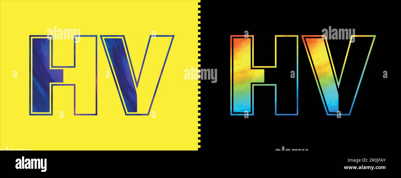 Eindeutige Vektorvorlage für das Logo des HV-Buchstabens. Elegantes, hochwertiges alphabetisches Logo für Unternehmen Stock Vektor