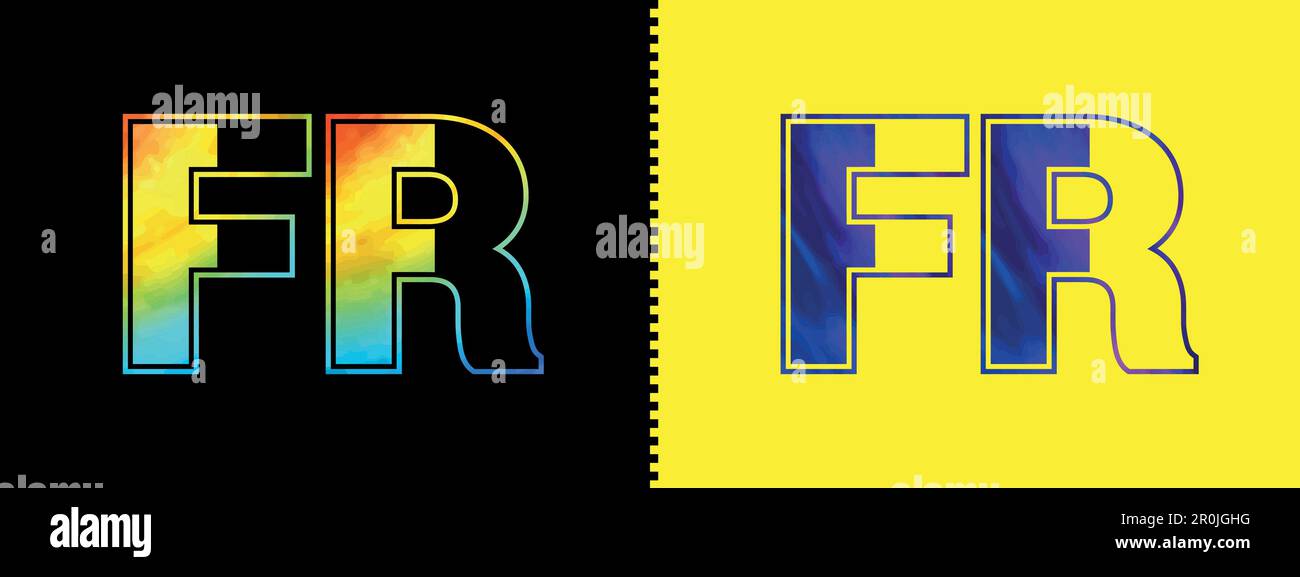 Eindeutige Vektorvorlage für das Logo des FR-Buchstabens. Elegantes, hochwertiges alphabetisches Logo für Unternehmen Stock Vektor