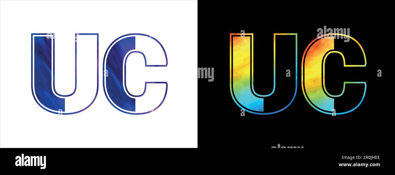 Vektorvorlage für das UC-Logo mit Buchstabe. Kreatives, modernes und luxuriöses Logo für die Unternehmensidentität Stock Vektor