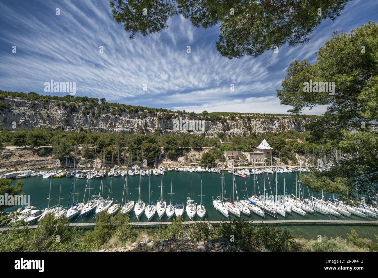 Calanque de Port Miou, Marina, Massif des Calanques, Bouches-du-Rhone, Frankreich Stockfoto