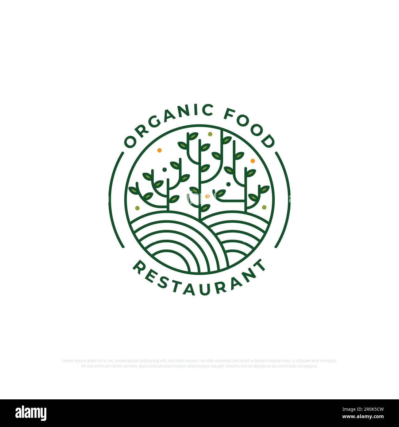 Monogramm Bio Food Logo Design Vektor, rundes Emblem Blume in kreisförmigem n linearem Stil. Abstraktes Vector-Logo für Design Stock Vektor