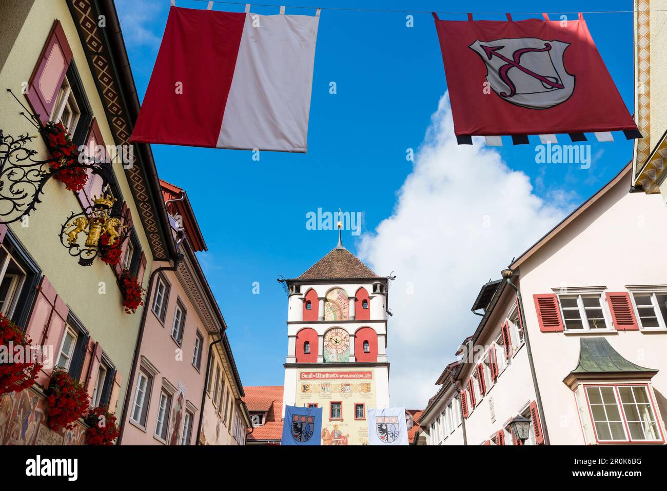 Martin's Gate in der historischen Altstadt, Wangen im Allgäu, Baden-Württemberg, Deutschland Stockfoto