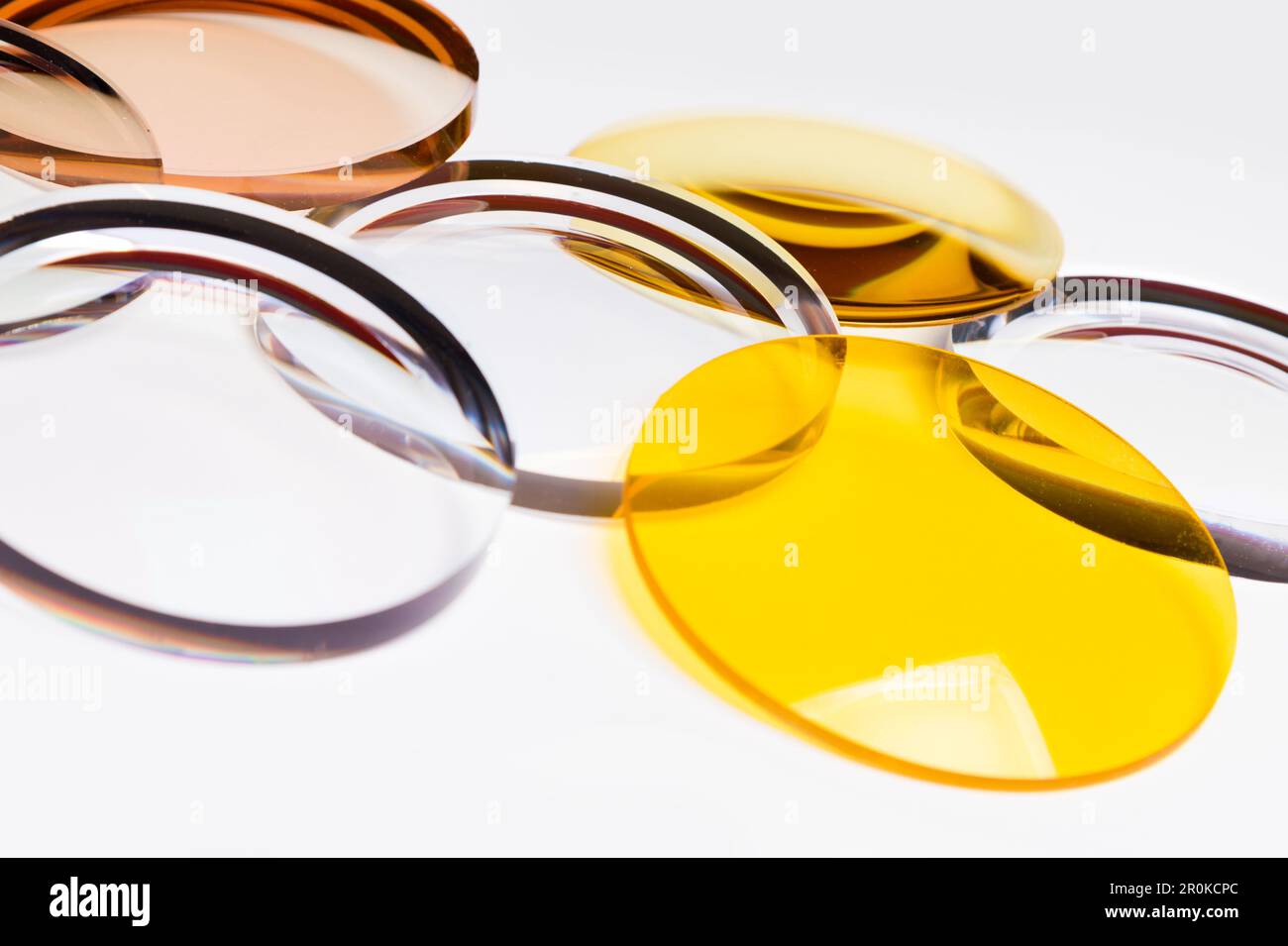 Glaslinsen beschichtete Brillenoptik Nahaufnahme Stockfoto