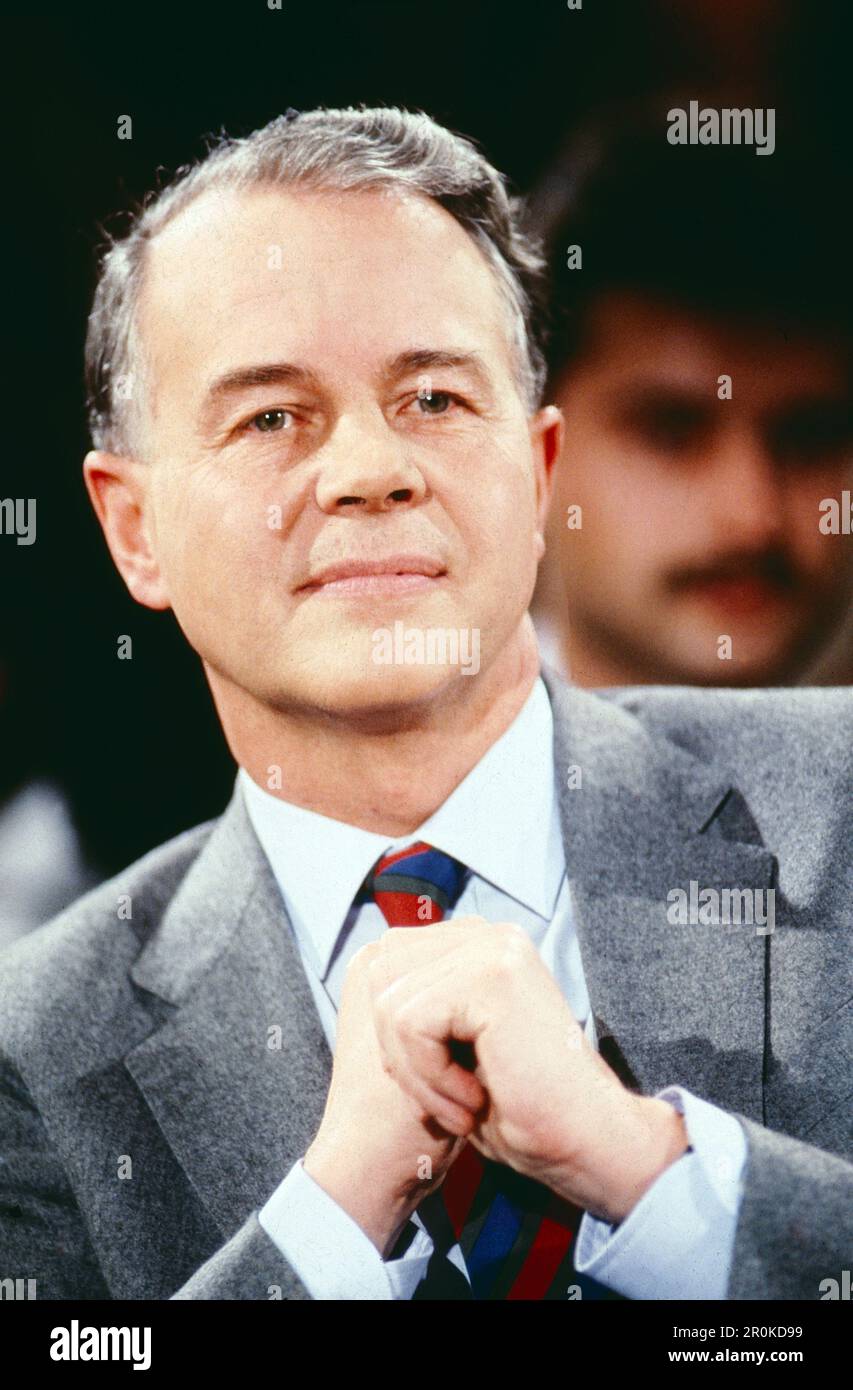 Ernst Albrecht, Ministerpräsident von Niedersachsen, Gast in der NDR Talkshow, Deutschland, 1986. Stockfoto