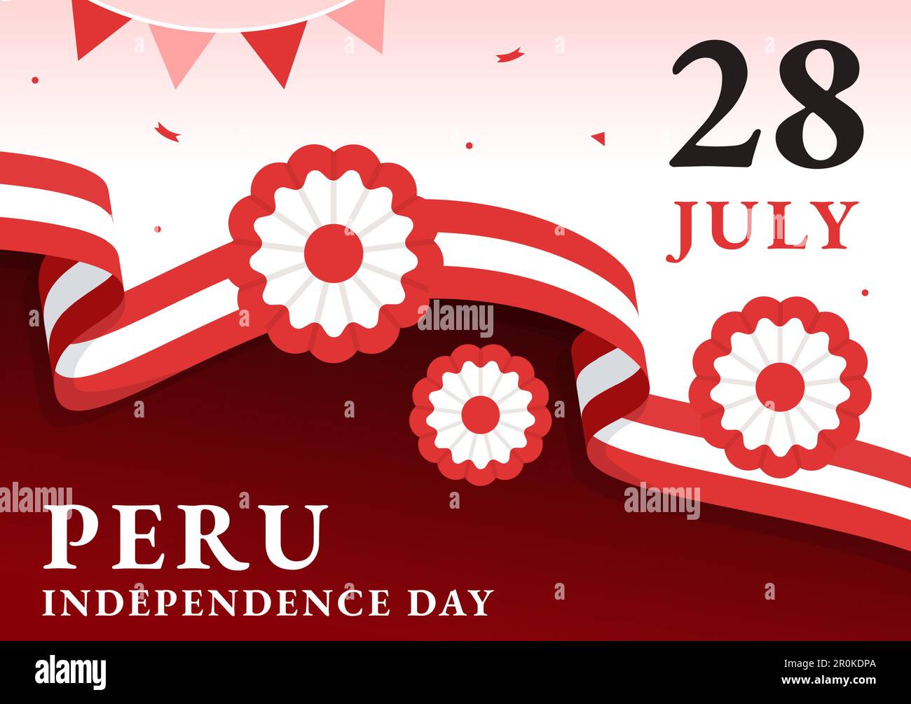 Peru Unabhängigkeitstag Vektorabbildung am 28. juli mit Waving Flag in handgezeichneten Landing-Page-Hintergrundvorlagen für National Holiday Flat Cartoon Stock Vektor