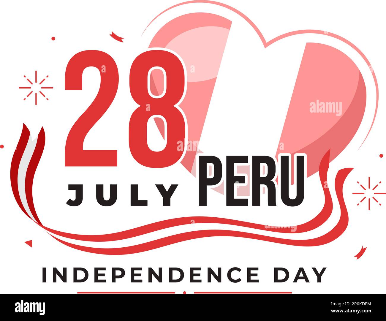 Peru Unabhängigkeitstag Vektorabbildung am 28. juli mit Waving Flag in handgezeichneten Landing-Page-Hintergrundvorlagen für National Holiday Flat Cartoon Stock Vektor