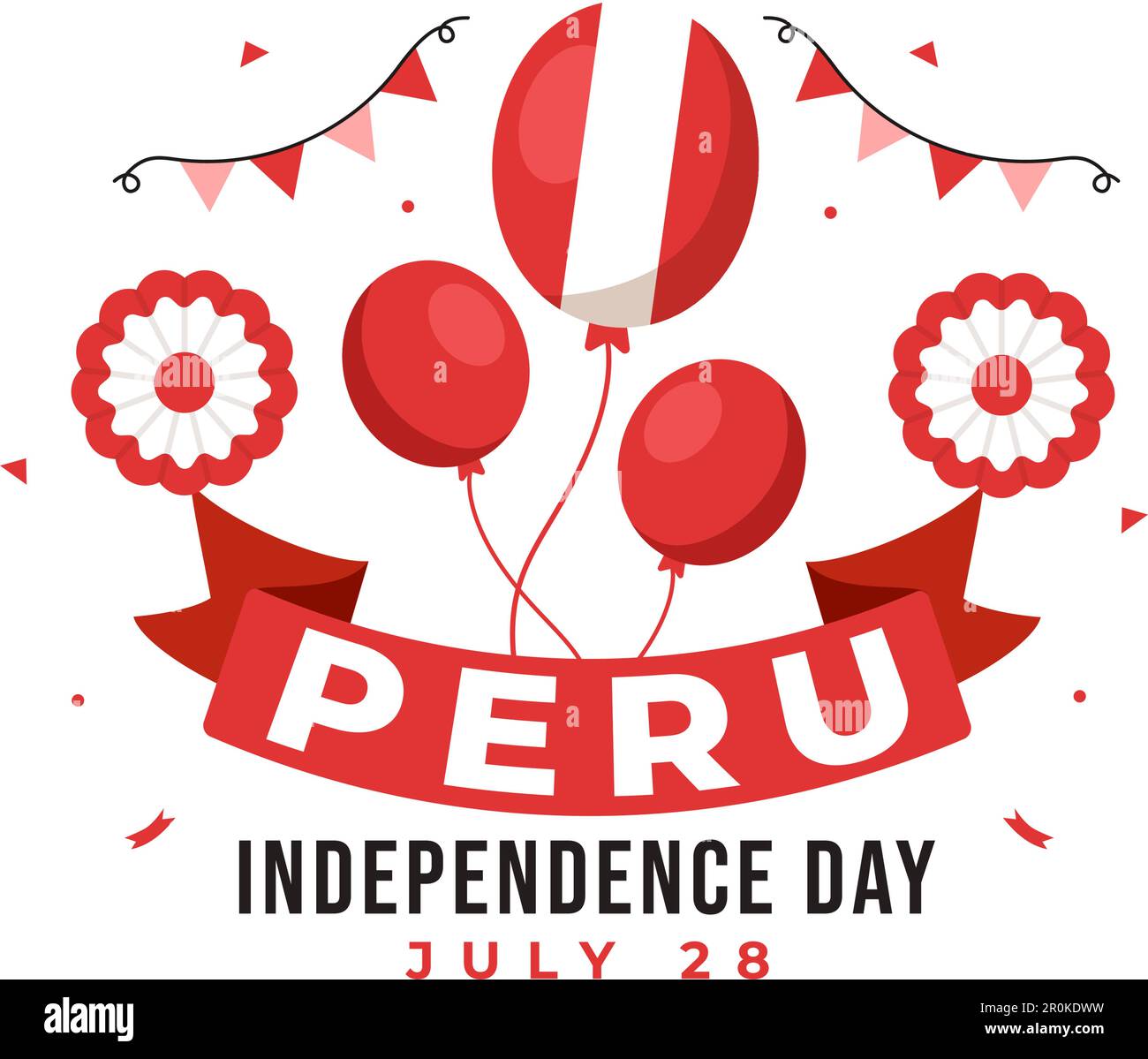 Peru Unabhängigkeitstag Vektorabbildung am 28. juli mit Waving Flag in handgezeichneten Landing-Page-Hintergrundvorlagen für National Holiday Flat Cartoon Stock Vektor