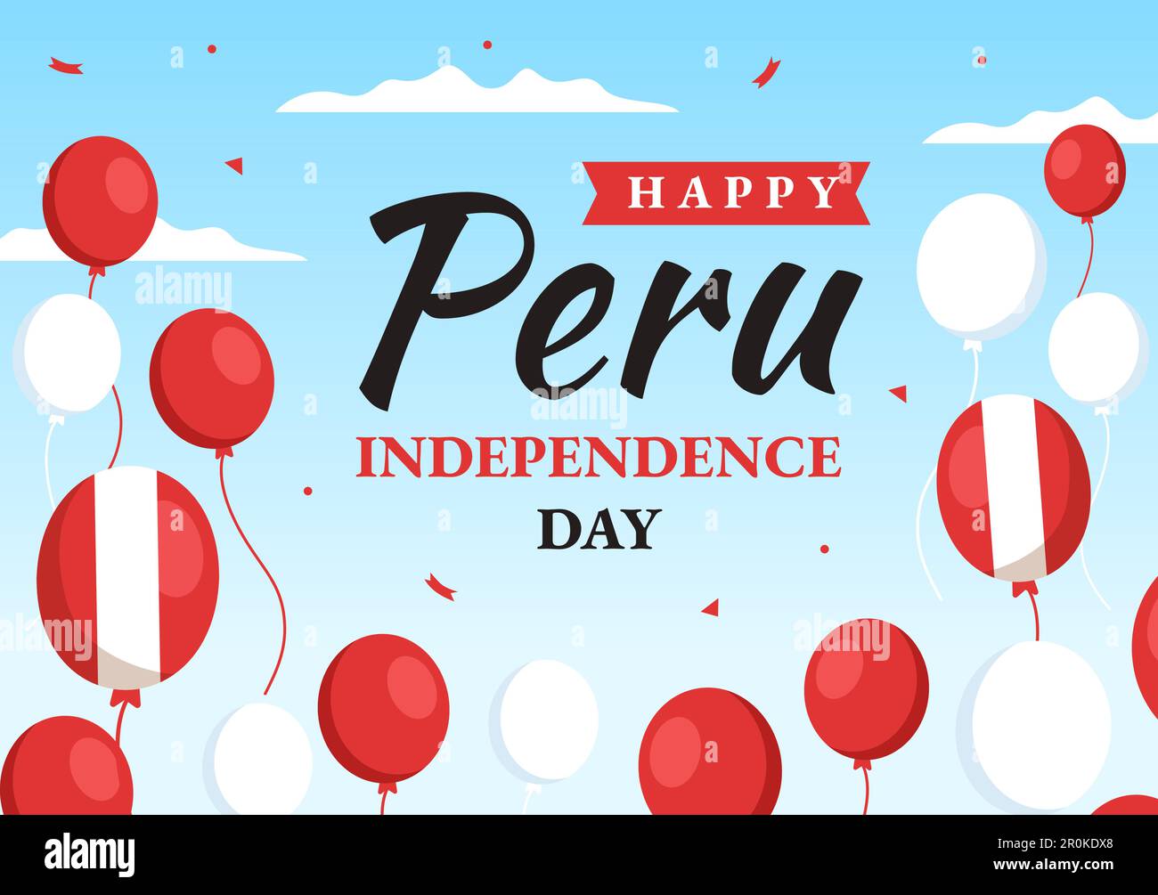 Peru Unabhängigkeitstag Vektorabbildung am 28. juli mit Waving Flag in handgezeichneten Landing-Page-Hintergrundvorlagen für National Holiday Flat Cartoon Stock Vektor