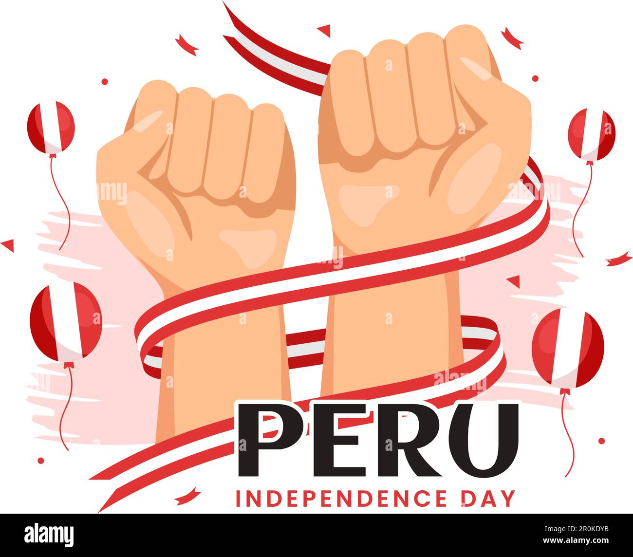 Peru Unabhängigkeitstag Vektorabbildung am 28. juli mit Waving Flag in handgezeichneten Landing-Page-Hintergrundvorlagen für National Holiday Flat Cartoon Stock Vektor
