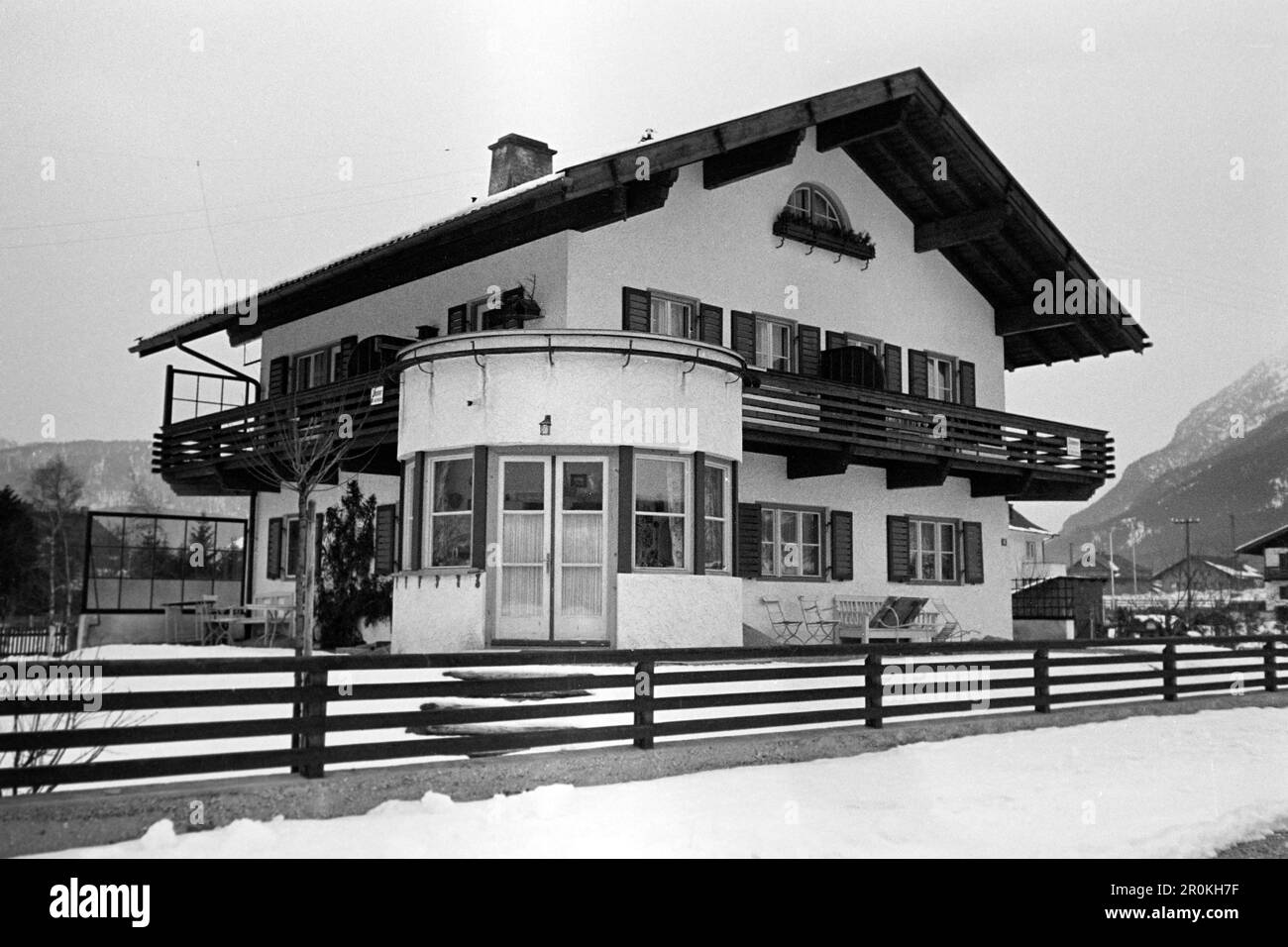Gasthaus in Garmisch Partenkirchen, 1936. Gästehaus in Garmisch Partenkirchen, 1936. Stockfoto
