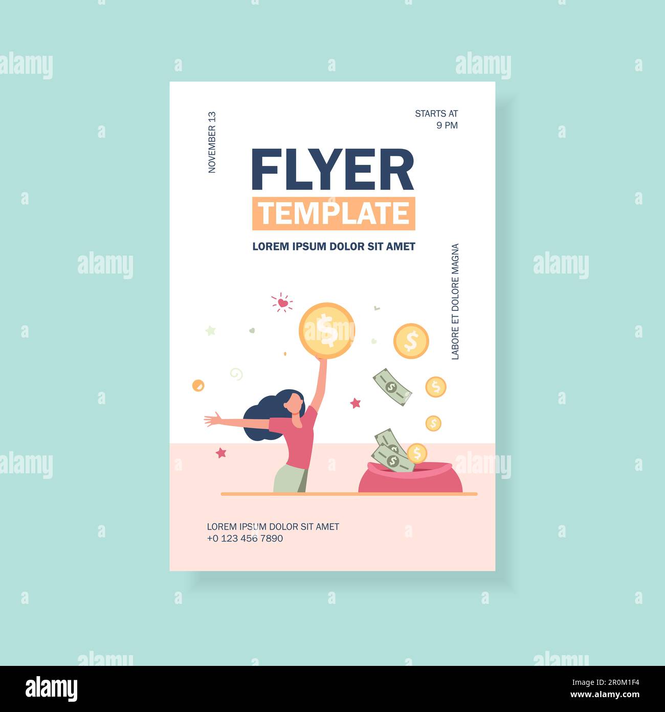 Glückliche Frau, die Geld bekommt Stock Vektor