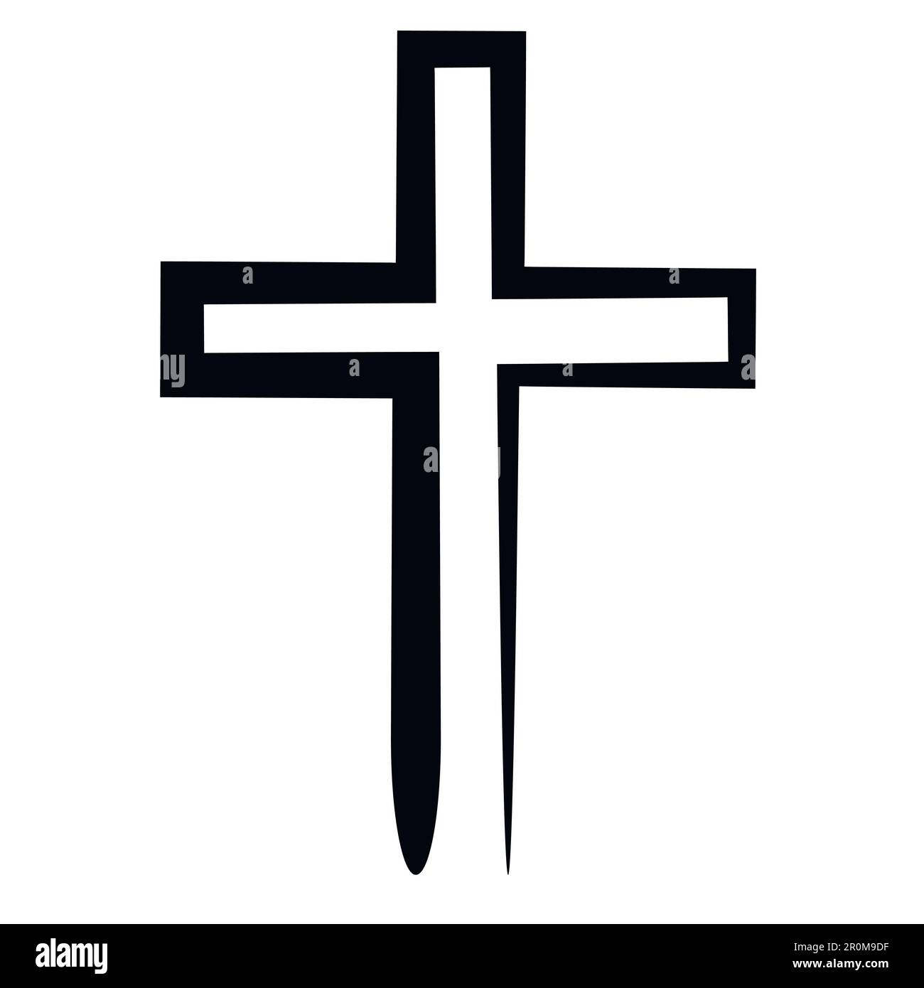 Von Hand gezeichnetes schwarzes Grunge-Kreuz-Symbol Stock Vektor