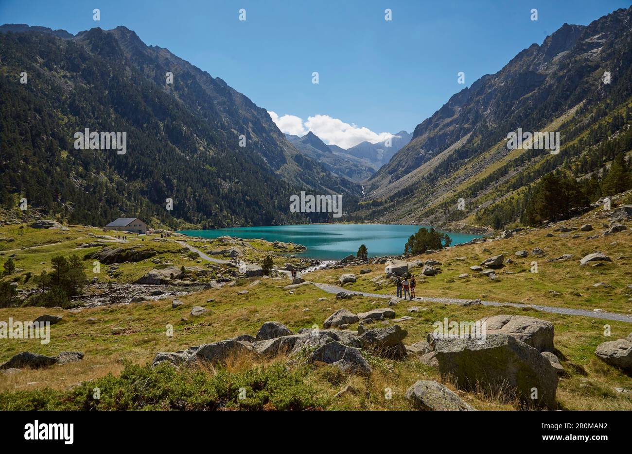Am Lac de Gaube an der Pont d'Espagne, Parc National des Pyrénées, Abt. Hautes-Pyrenäen, Frankreich Stockfoto